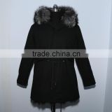 wholesale price parka jacket with silver fox fur hood and lining for women