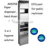 Public Washroom Hygiene 3 in 1 Combination,with Hand Dryer,paper Dispenser,wastebin