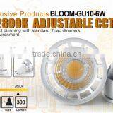 CE ROHS Newest LED CCT Change 2000-2800k Dimmbale Gu10 Led Bulb 6w
