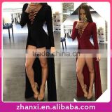 Party latest design long sleeve bandage custom made onepiece jumpsuit skirt