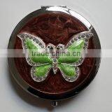 Decorative Compact Mirror With Green Butterfly thumbnail-1
