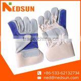 High Quality Durable Reinforce Palm Cow Split Leather Working Gloves thumbnail-1