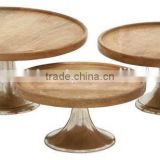 wood material antique cake stand