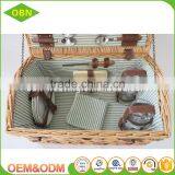 China Factory Custom Cheap Wholesale Personalized Luxury 4 - 6 Person Willow Woven Wicker Picnic Basket Set thumbnail-3