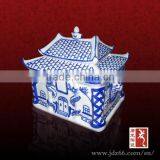 Blue and White Porcelain Design High Quality Ceramic Marble Urns for Funeral Made in China thumbnail-1