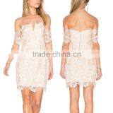 Sheer White Lace Overlay off Shoulder Wired V-neckline Party Dresses for Girls of 18 Years Old HSd5204 thumbnail-1