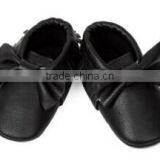 Wholesale Baby Shoes 100% Genuine Leather Baby Moccasins With Knot Bow thumbnail-2