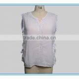 White Chiffon Embroidery Design Casual Blouse For Fat Woman Clothing thumbnail-2