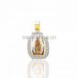 Three Tone Plated cz Medallion Pendant thumbnail-1