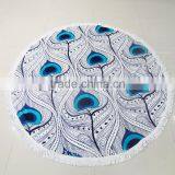 100%cotton Printed Round Beach Towel With Tassels thumbnail-1