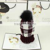 High Quality Winter Warm Hot Fashion Lady Thicken Beanies Knit Winter Hat Cap With Faux Fur Ball thumbnail-2