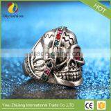 Fashion Punk Skull Rings Classic Vintage Jewelry Stainless Steel Cool Star Shape Red Crystal Ring thumbnail-6