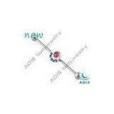 CZ Stone Fashion Surgical Steel Tongue Piercing Industrial Barbell Jewelry For Women thumbnail-1