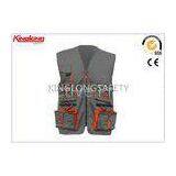 Multi Pocket Polycotton Safety Vests With Pockets / Brass Button