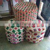 Wholesale Top Selling Crochet Natural Linen Knit Floor Ottoman Pouf Covers thumbnail-2