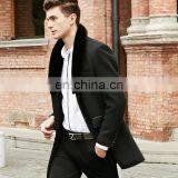 New Arrive Rabbbit Fur Collar Wool Black Jacket for Man