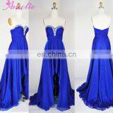 Royal Blue Strapless Beaded Chiffon Prom Dress thumbnail-1