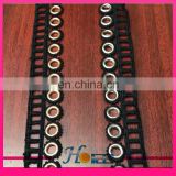 hg030 white and black color polyester eyelet lace trim for garment decoration