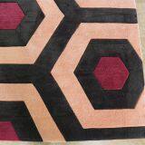 Black Red And Orange Rugs Wool And Nylon Hand Made Living Room Geometric Area Rug thumbnail-3