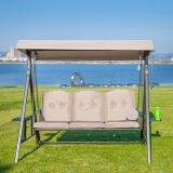3 Seats Outdoor Furniture Patio Swing Chair with Heavy Duty Metal Frame & Polyester Canopy