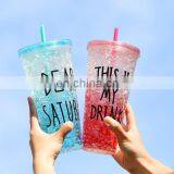 Double Wall Beautiful Plastic Water Bottle With Straw 450ml thumbnail-4