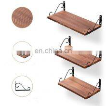 Set of 3 Rustic Style Durable Living Room Holder Storage Wood Floating Book Shelf Wall Shelves for Wall