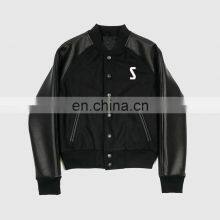 Black Wool and Leather Prime Quality Raglan Sleeve Custom Jacket for Men Bomber Slim Fit Letterman Jackets thumbnail-3