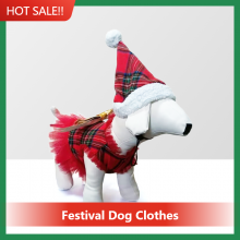 Dog Christmas Clothes/ Bulldog Christmas Dress/ Red Plaid Skirt Cute Bulldog Dress/ Dog Cute Dress/ thumbnail-1