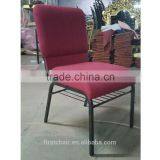 Modern Red Fabric Steel Pew Church Chair thumbnail-4