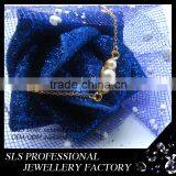 2015 Latest Design Simple and Generous 925 Sterling Silver Yellow Gold Plated Zirconia Pearl Necklace for Ladies thumbnail-1