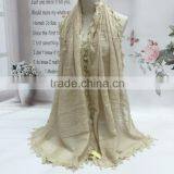 Good Quality New Embroidery Pattern Plain Cotton Linen Scarf Shawl thumbnail-2