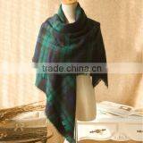 New Winter Plaid Square Tassel Fashion Women Wool Shawl thumbnail-6