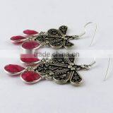 Deluxe Dyed Ruby Earring, Silver Jewelry India, Gemstone Silver Jewelry thumbnail-4
