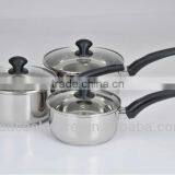 6pcs Bakelite Handle Stainless Steel Saucepan Set With Induction Bottom