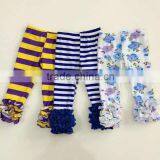 2016 Newest Design Stripes Girls Icing Pants Floral Design Kids Icing Pants