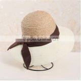 QXSH0008 Women Straw Hat With Ribbon and Bowknot Summer Beach Hat thumbnail-2