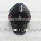 Natural Purple Fluorite Gemstone Skull thumbnail-1