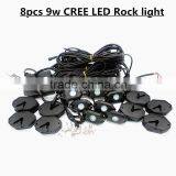 8PCS RGB C-ree LED Rock Light Tail Fender Under Under Car Decorative Offroad RGB Light With Bluetooth Controller