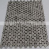 Chinese wooden white grey marble stone mosaic