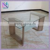 Cheap stylish design elegant fansy wood tempered glass coffee table modern