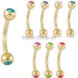 Gold Plated Colorful Custom Fake Stainless Steel Cool Eyebrow Rings Body Piercing Jewelry thumbnail-1