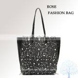China Oem Manufacturer Dear Handbag in Black Rose Pattern thumbnail-1