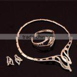 Wholesale Good Quality Wedding Jewelry Set Gold Metal Crystal Stone Knotted Necklace Earring Set 4PCS Jewelry Set For Women thumbnail-4
