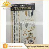 Non-toxic Flash Body Gold Temporary Tattoos Custom Metal Logo Stickers thumbnail-1