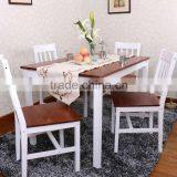 Wooden Dinning Table and Chairs Set White Brown Color 4 Seater