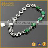 925 Sterling Silver Green Chalcedony Bracelet, Charm Bracelets for Women thumbnail-5