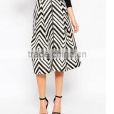 Guangzhou Garment factory Manufacturer 2016 Spring / Summer Stripe Exposed zipper design women Midi Skirts Wholesale