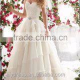 Romantic Puffy Tiered Ruffles Princess Wedding Dress 2016 New Fashion Hot Sale Sweetheart Crystal Sash Bridal Gown ML047 thumbnail-1