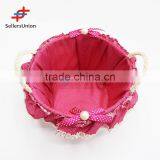 2017 No.1 Yiwu Agent Hot Sale Export Commission Agent Rose Red Round Basket/Flower Basket With Handle thumbnail-1