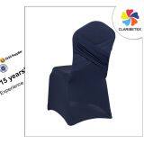 White Spandex Cross Back Ruffled Chair Cover For Wedding Reception Bridal Show thumbnail-3